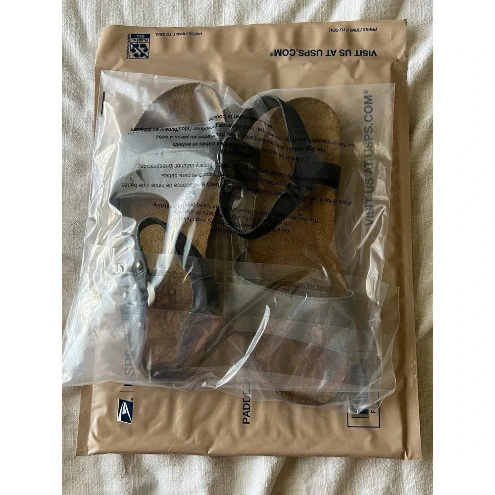 Naot Sabrina Sandals Women's EU 37 M Navy Gray Leather Cork Footbed U.S 6.5-7